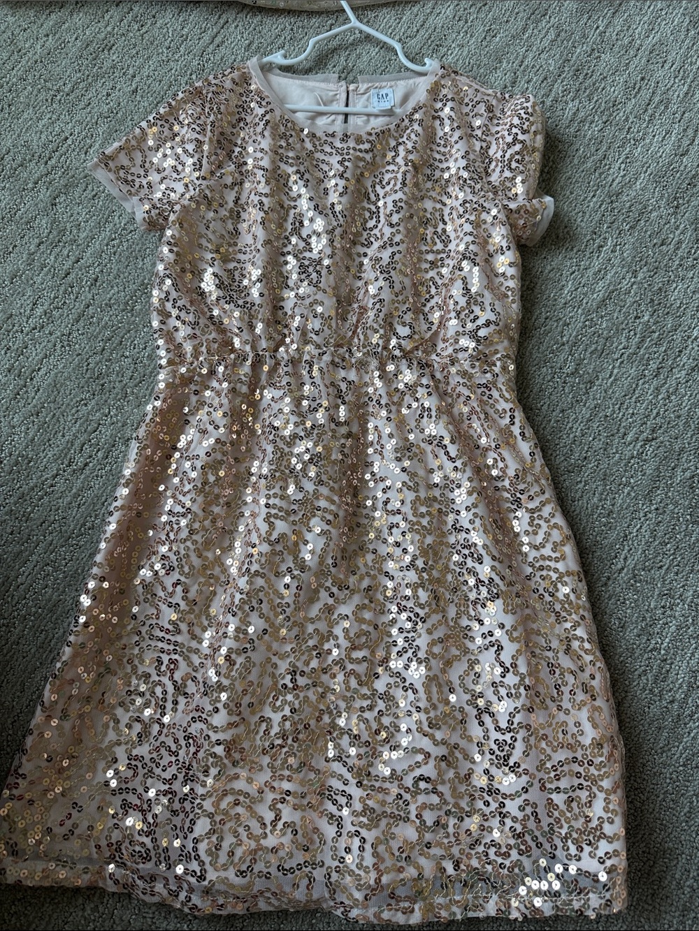GAP Girls Sequin Dress in Rose Gold Shine